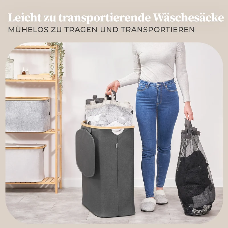 Aufbewahrungskorb "Adrian" 150 l mit Deckel & 3 Fächern - Grau