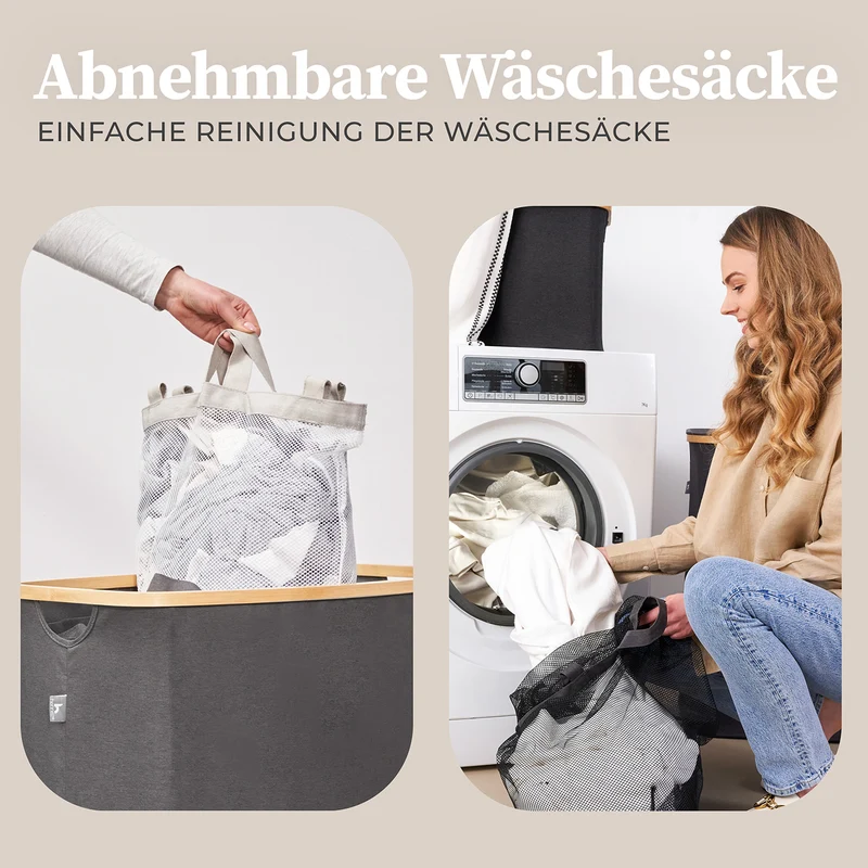 Aufbewahrungskorb "Adrian" 150 l mit Deckel & 3 Fächern - Grau