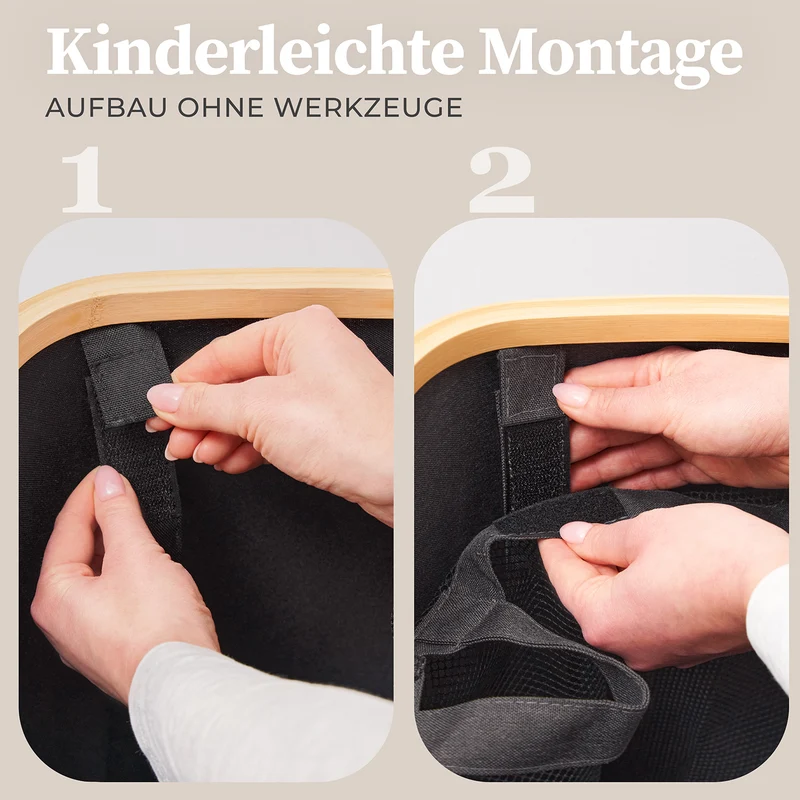 Aufbewahrungskorb "Adrian" 150 l mit Deckel & 3 Fächern - Grau