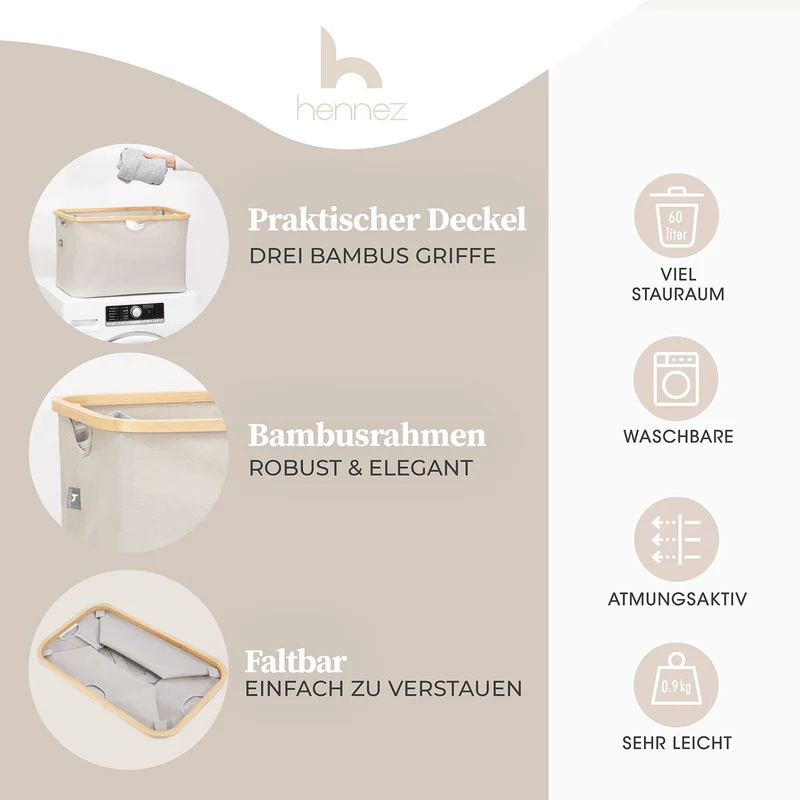 Aufbewahrungskorb "Adrian" 60 l - Beige/Hellgrau