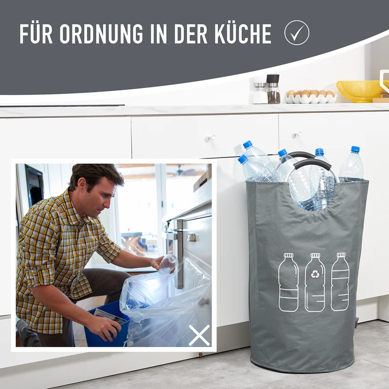 Faltbarer Pfandflaschen Sammelbehälter - Grau
