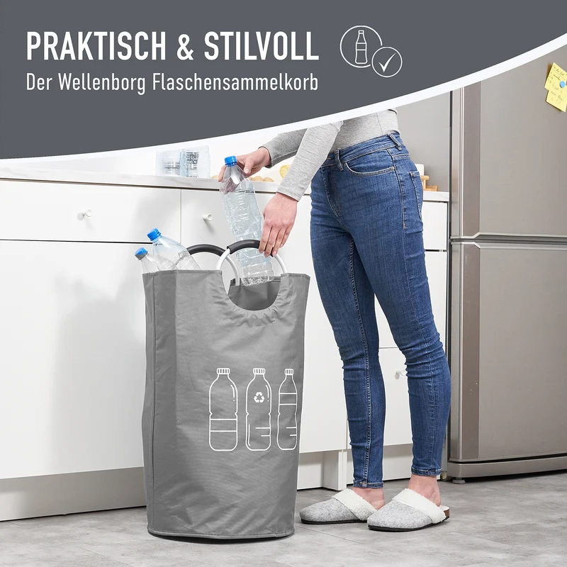 Faltbarer Pfandflaschen Sammelbehälter - Grau
