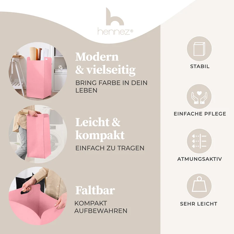 Filz-Aufbewahrungskorb "Katy" 75 l - Rosa