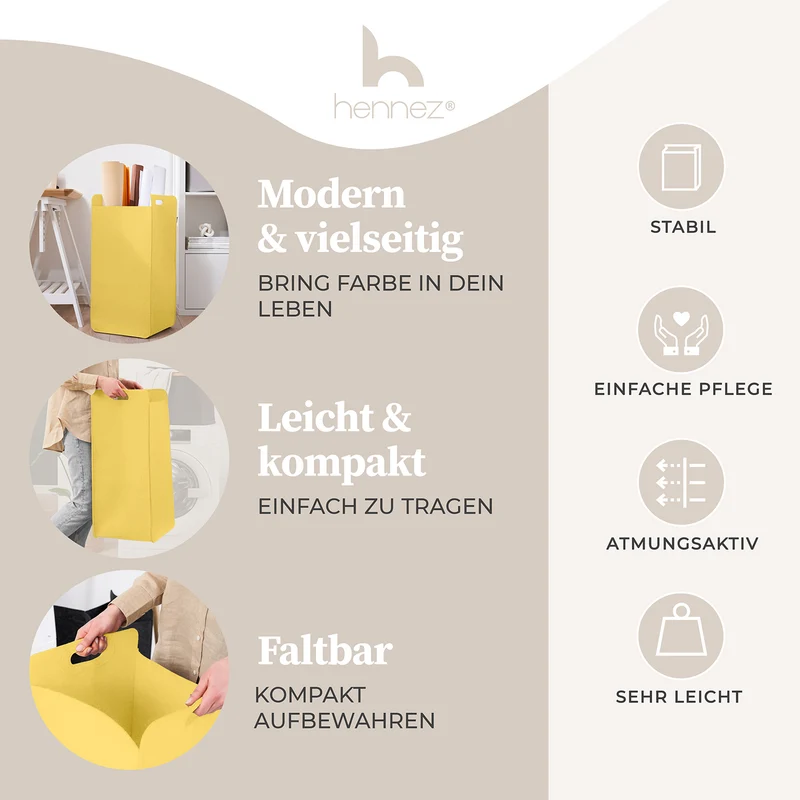 Filz-Aufbewahrungskorb "Katy" 75 l - Gelb