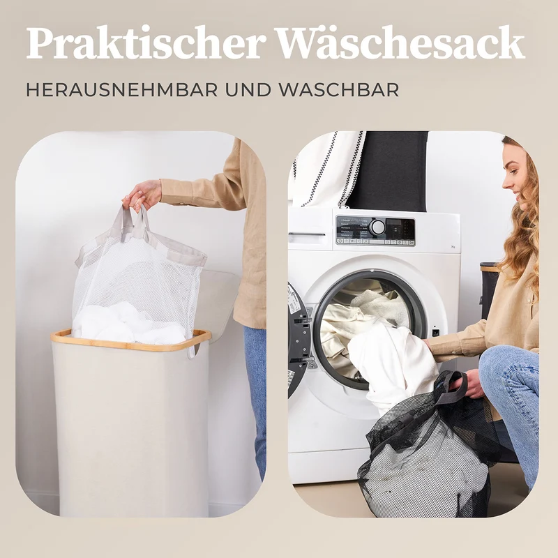 Aufbewahrungskorb "Adrian" 100 l mit Deckel - Beige-Grau