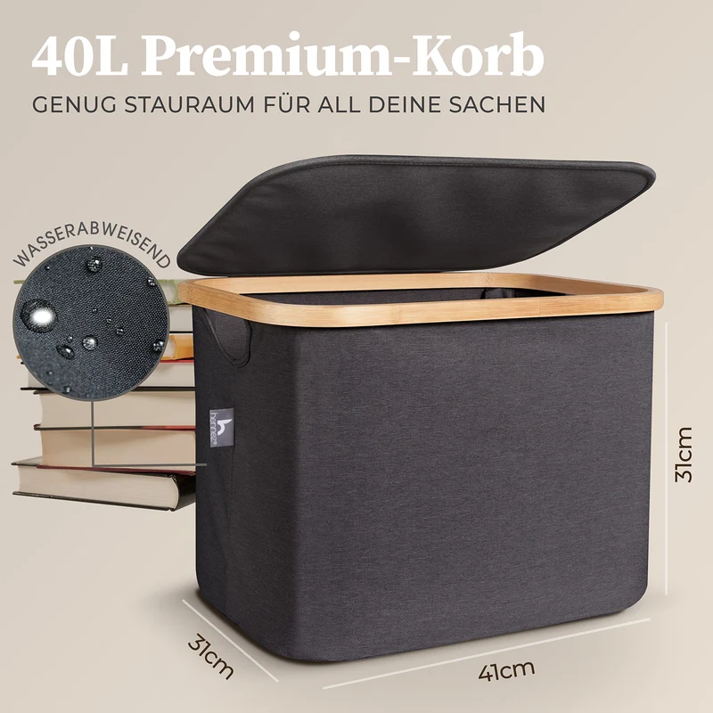Aufbewahrungskorb "Adrian" 40 l mit Deckel - Dunkelgrau