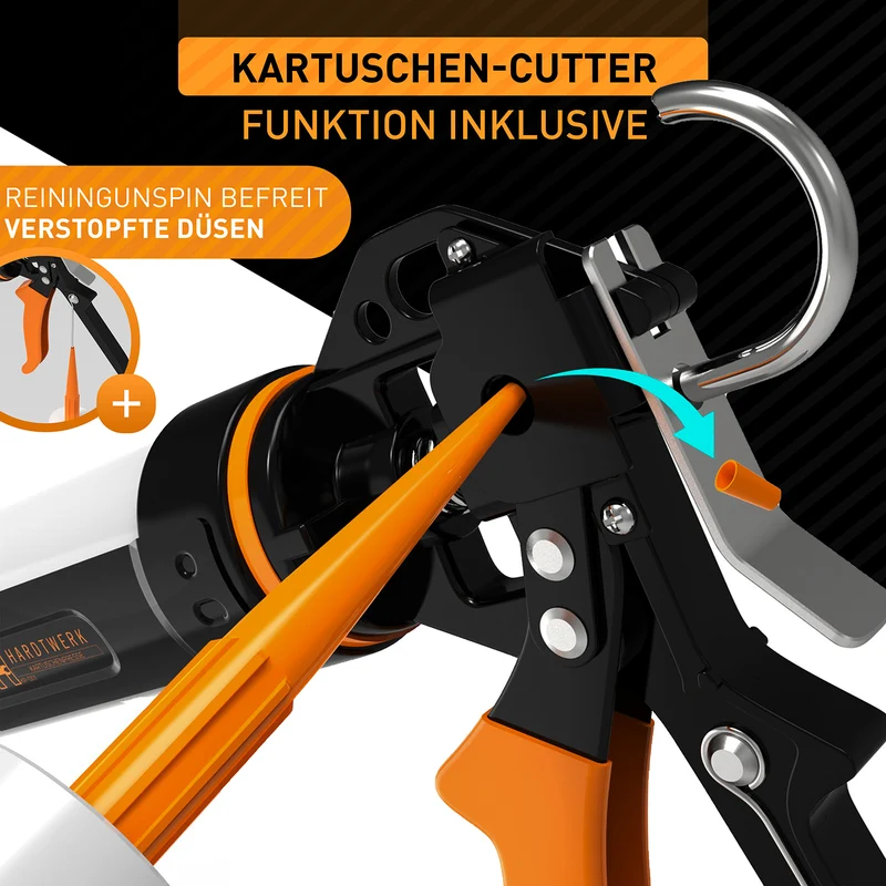 Profi Kartuschenpresse mit Kartuschen-Cutter