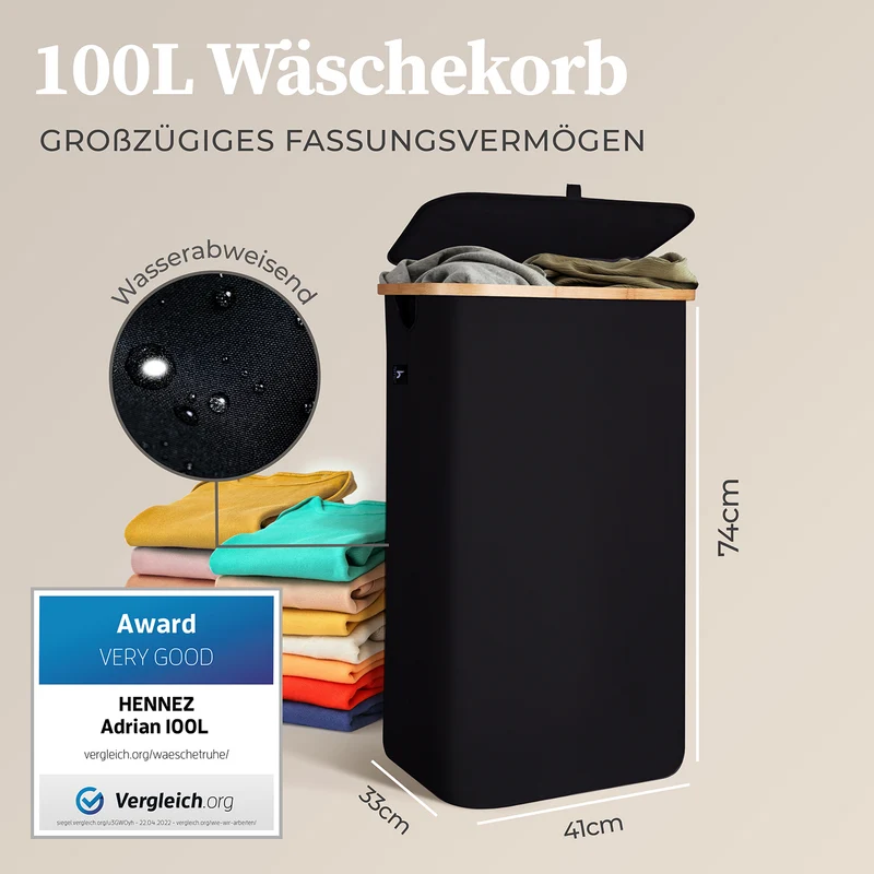 Aufbewahrungskorb "Adrian" 100 l mit Deckel - Schwarz