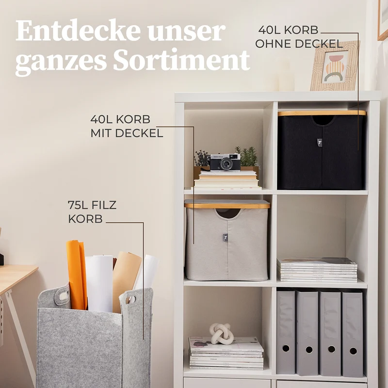 Aufbewahrungskorb "Adrian" 40 l - Schwarz