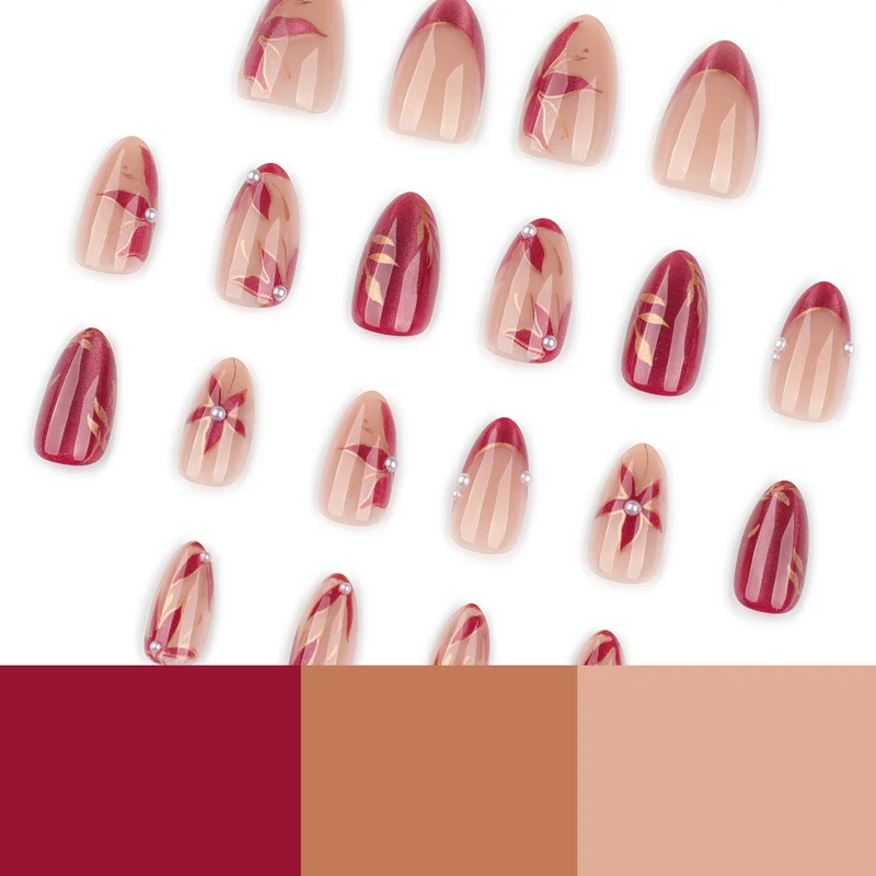 Kunstvolle Nagelverlängerungen mit retro-inspiriertem floralem Design Karnz