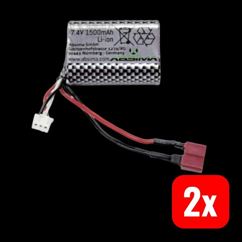 B-Ware Absima Modellbau-Akkupack Li-Ion 7.4V 1500mAh 3 Zellen T-Buchse Ersatzteil