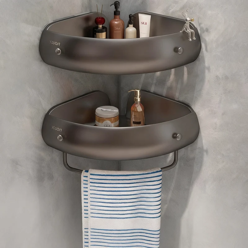 Eckregal für Badezimmer, Aluminium, ohne Bohren