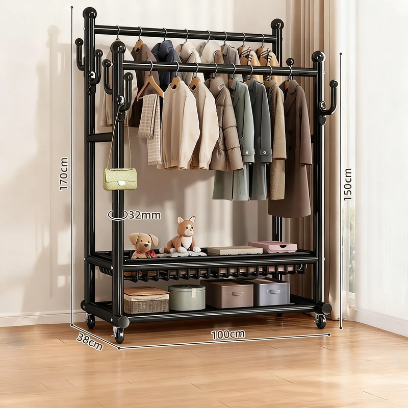 Bewegliche Garderobe aus Kohlenstoffstahl, Nordisch