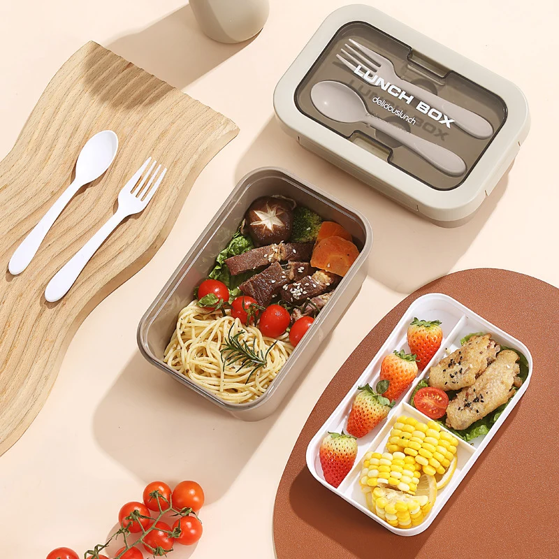 Mehrschichtige isolierte Bento-Lunchbox mit eingebautem Besteck