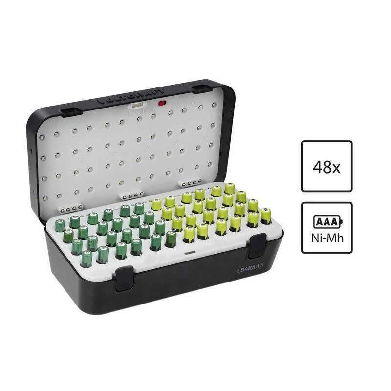 B-Ware Voltcraft Rundzellen-Ladegerät NiMH LiIon für 48 Micro AAA Akkus 15V 250mA