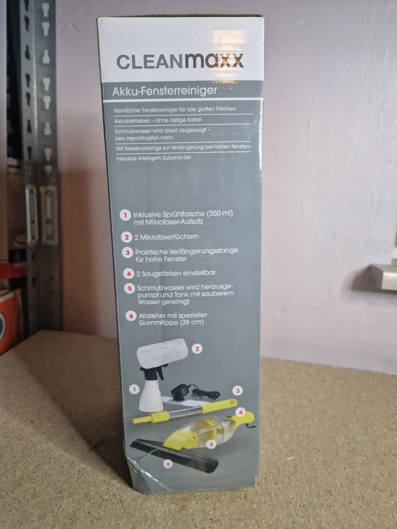 Cleanmaxx Akku - Fensterreiniger 5 Teilig 360° streifenfreie Reinigung