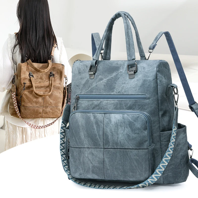 Vielseitiger Multi-Compartment Kunstleder Rucksack Karnz