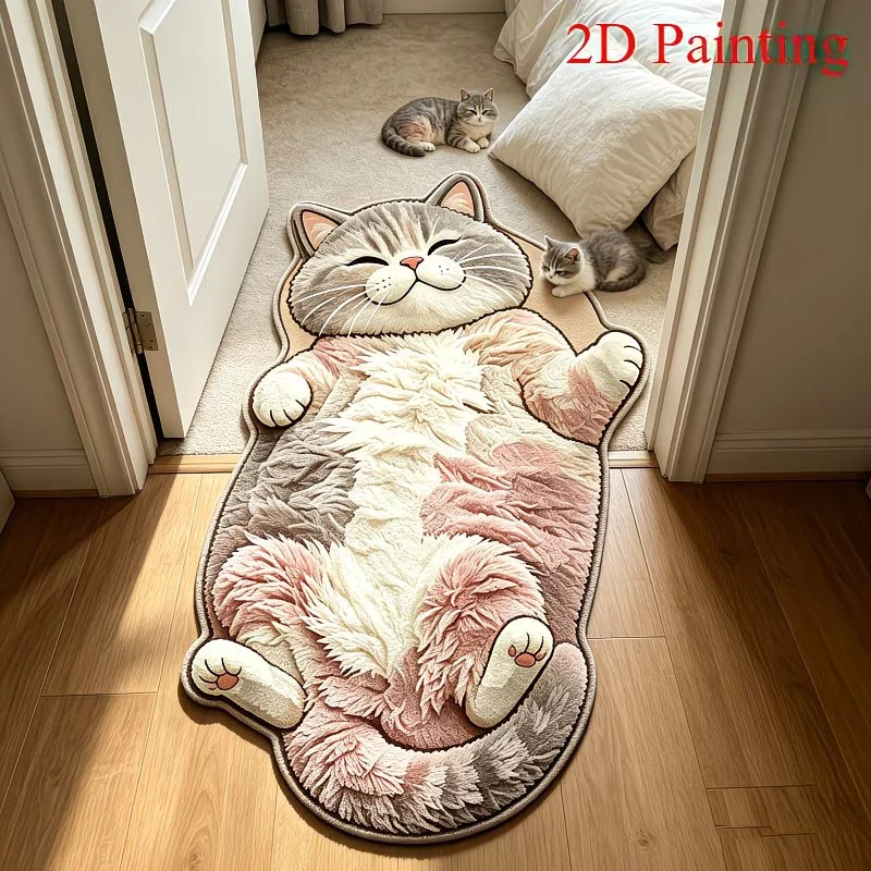 Niedlicher katzenförmiger Plüschteppich
