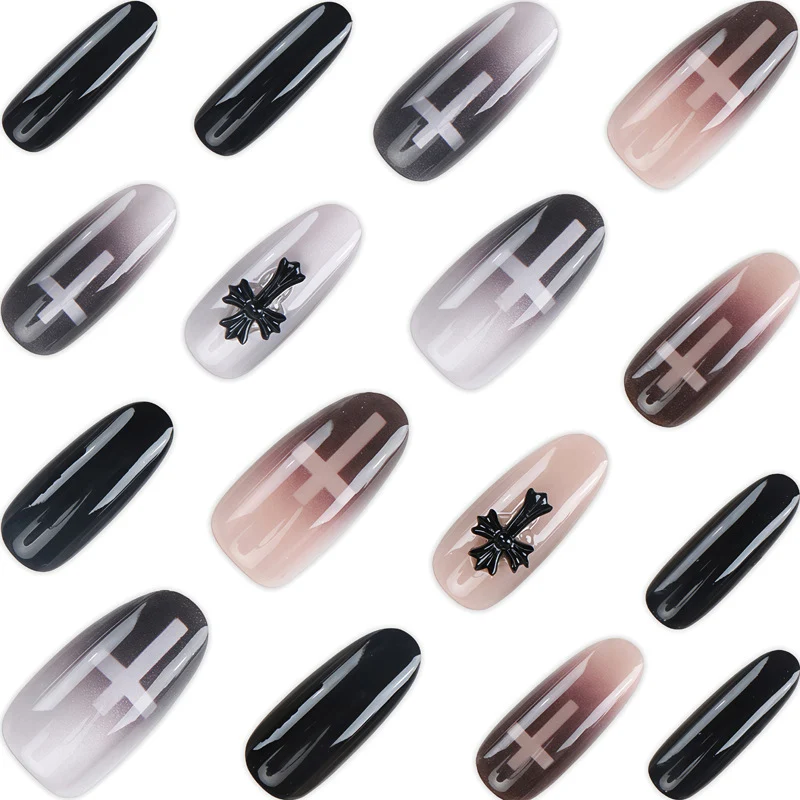 Gothic Cross-Themed Press-On Nails Karnz