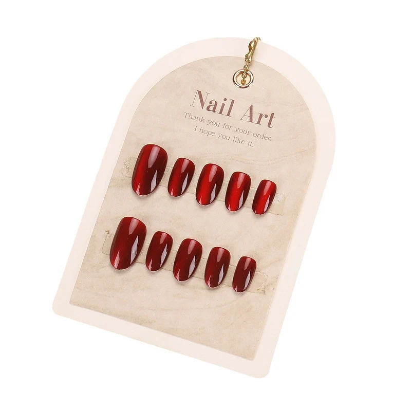 Glänzendes rotes Press-On-Nagelset Karnz