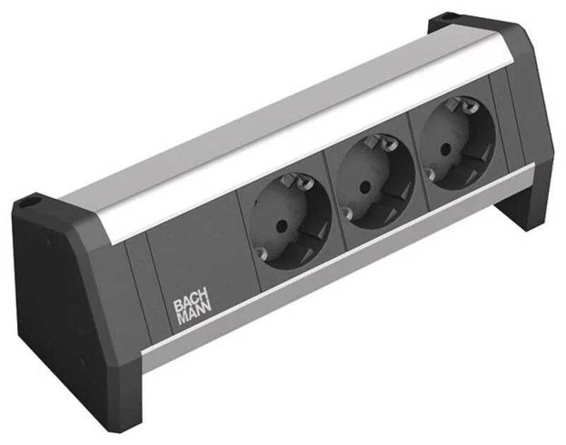 B-Ware Bachmann 902.0048 Steckdosenleiste ohne Schalter Aluminium Schwarz Schutzkontakt
