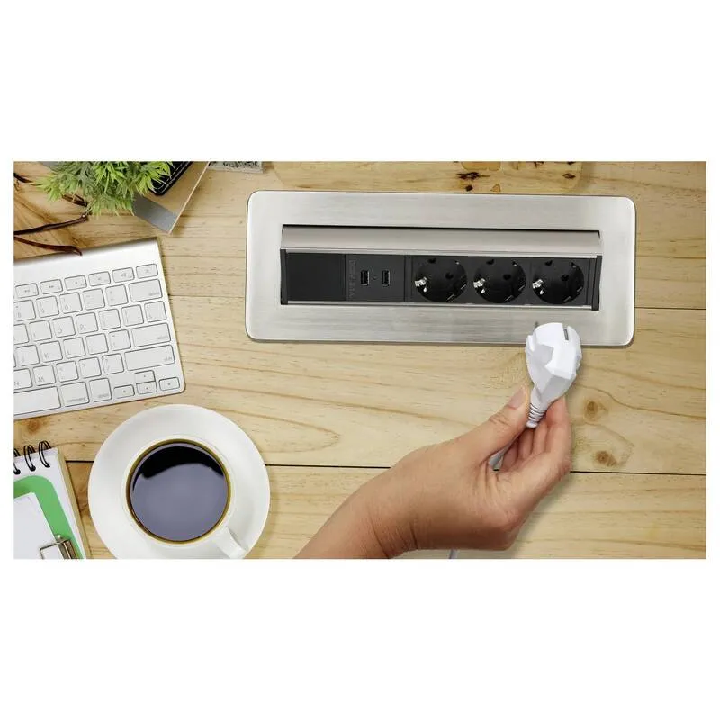 B-Ware Brennenstuhl 1396200113 Tischsteckdose 3fach Tisch Einbau Steckdose mit USB