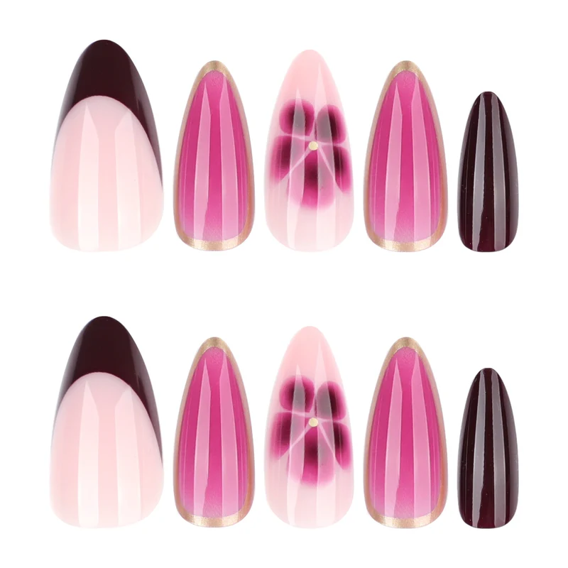 Kunstvolle Nagelkunst mit Ombre-Design und floralen Akzenten Karnz