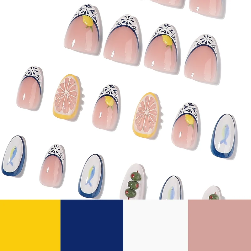 Kunstvolle Nagelkunst mit maritimen Mustern und frischen Motiven Karnz