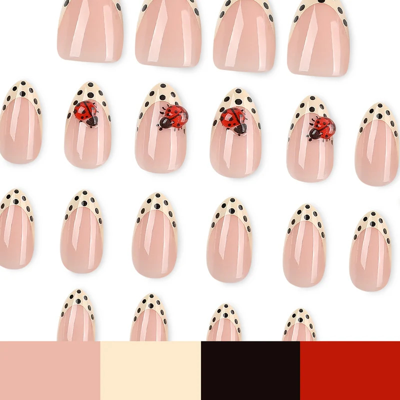 Kunstvolle Nagelkunst mit Marienkäfer-Motiv und Polka-Dots Karnz