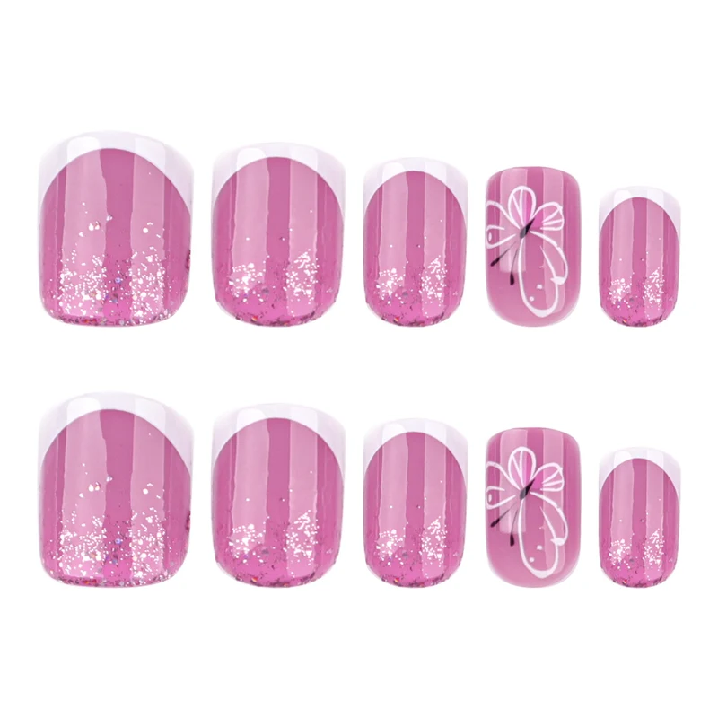 Kunstvolle Nagelkunst mit Glitzer und Schmetterlingsdesign Karnz