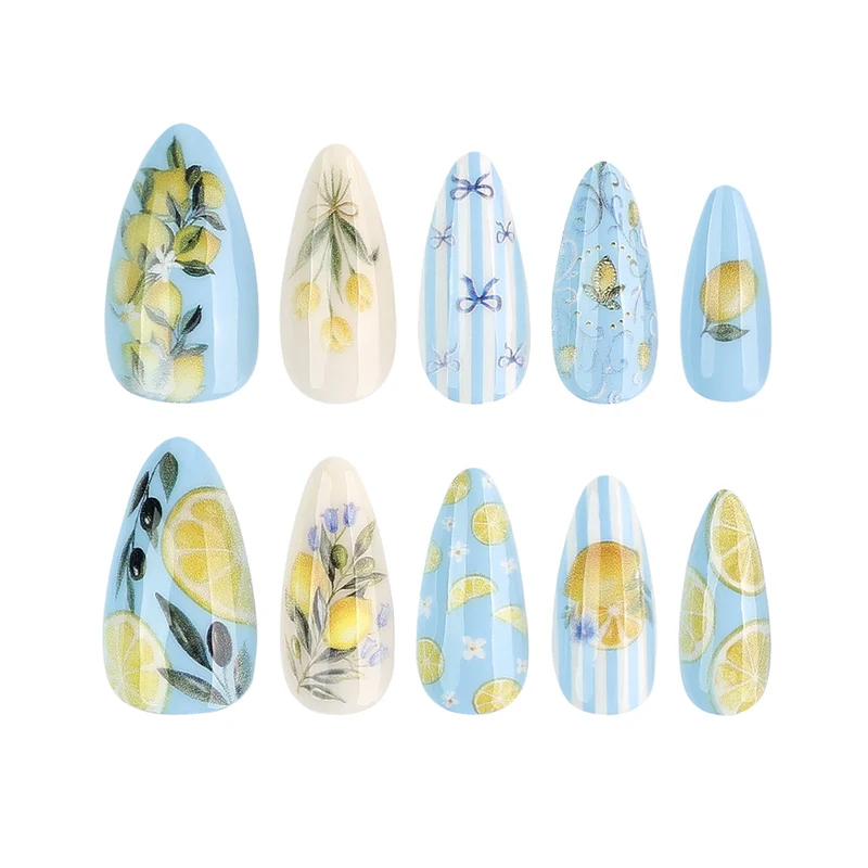 Kunstvolle Nagelkunst mit fruchtigem Zitrusdesign Karnz