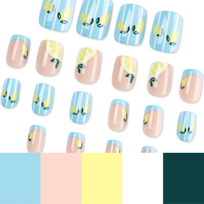 Kunstvolle Nagelkunst mit fruchtigem Zitronen-Design Karnz