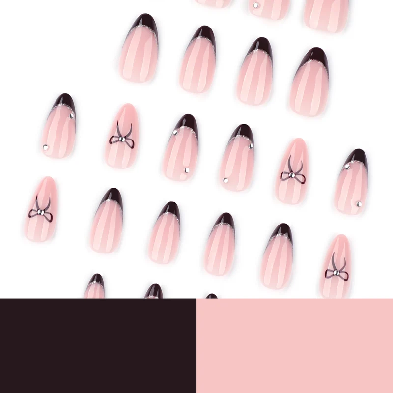 Kunstvolle Nagelkunst mit eleganter Schleifenverzierung Karnz
