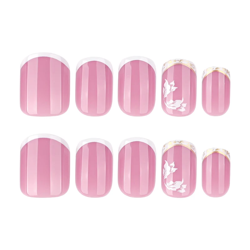 Kunstvolle Nagelkunst mit elegantem French-Tip und floralen Akzenten Karnz