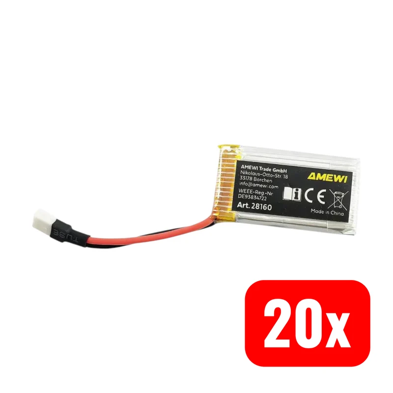 20x B-Ware Amewi Akkupack Batterie Modellbau LiPo Ersatz Softcase JST 300mAh 3.7V 20 STÜCK