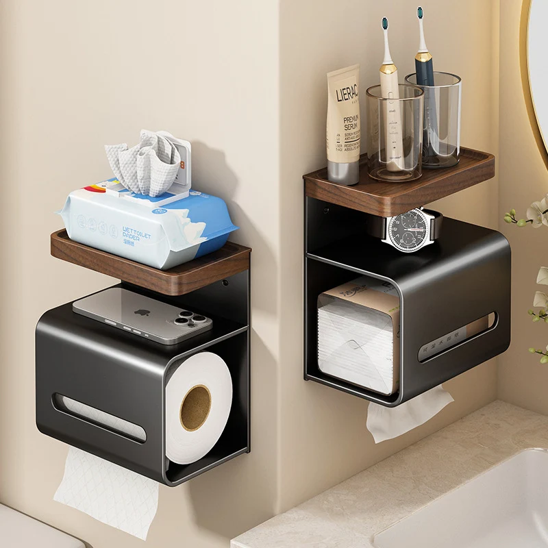 Wandhalter für Toilettenpapier, Walnussholz-Design