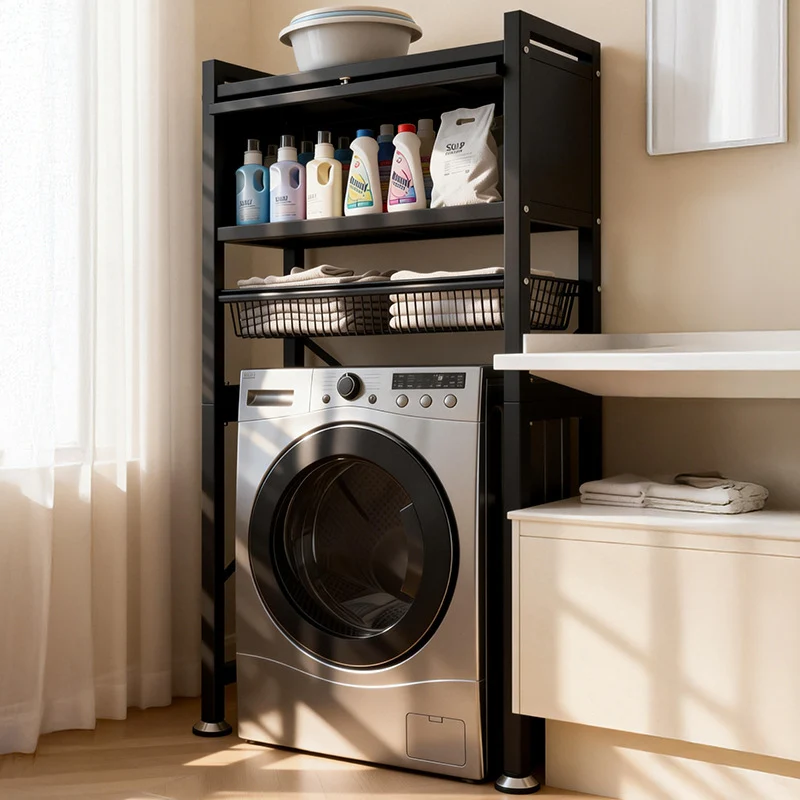 Stahlregal für Waschmaschine, 2–3 Ebenen mit Türen