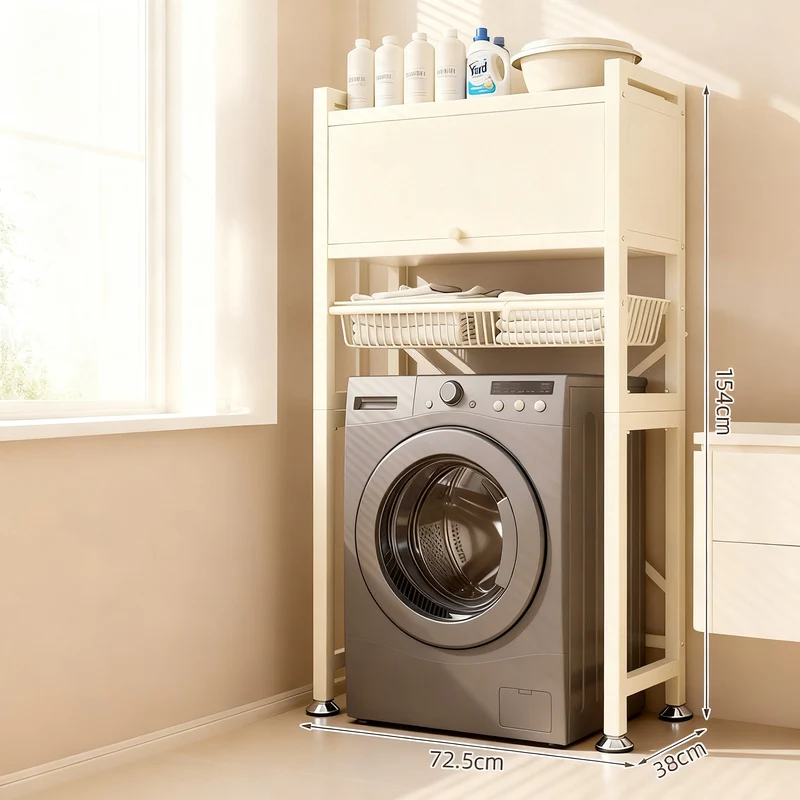Stahlregal für Waschmaschine, 2–3 Ebenen mit Türen