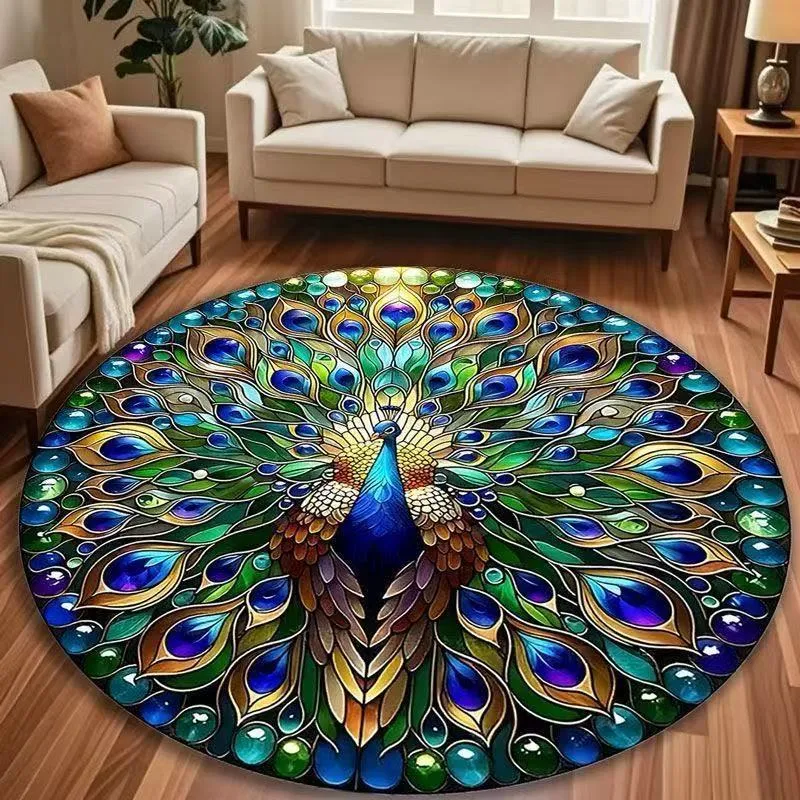 Pfaueninspiriert Glas Dekorativer Teppich