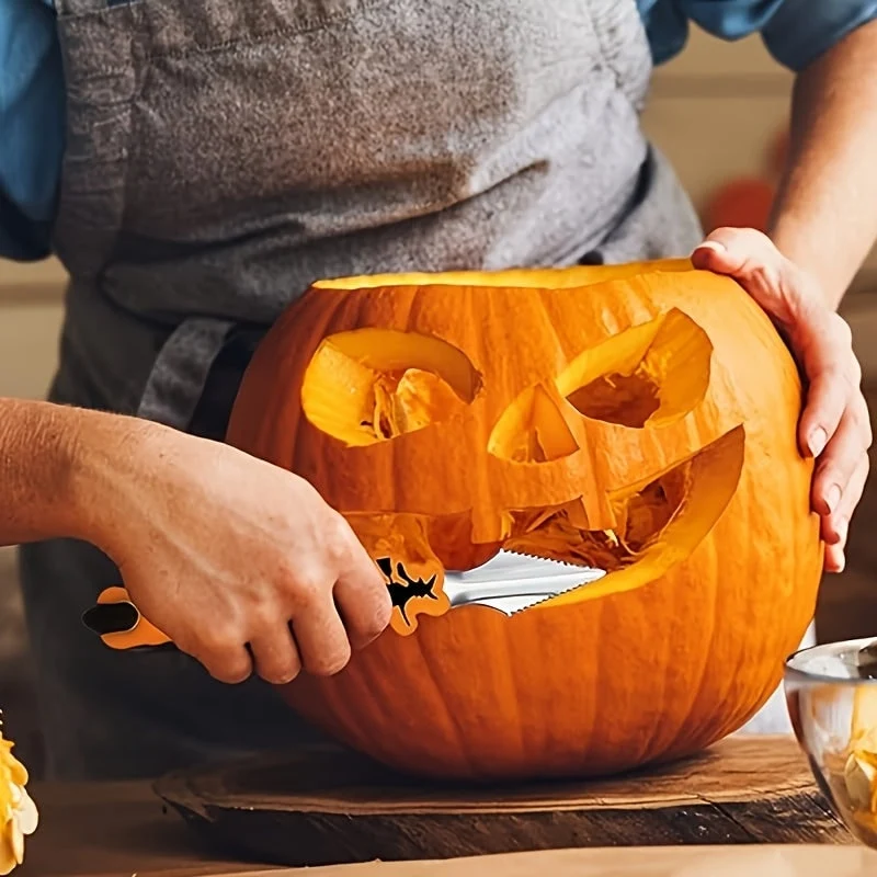 7-Piece Pumpkin Carving Set with Stainless Steel Tools for Halloween, Linden Wood