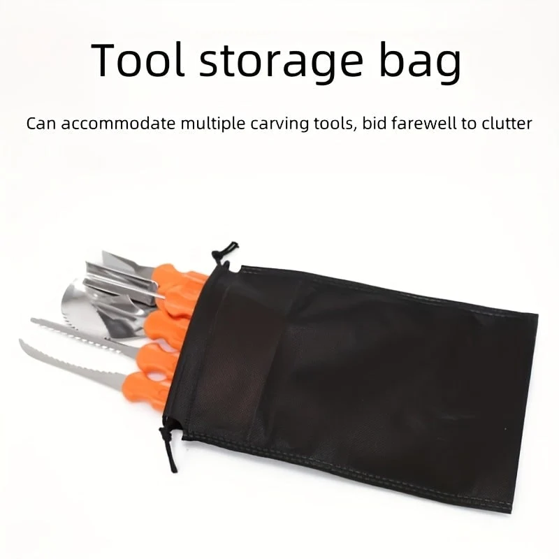7-Piece Pumpkin Carving Set with Stainless Steel Tools for Halloween, Linden Wood