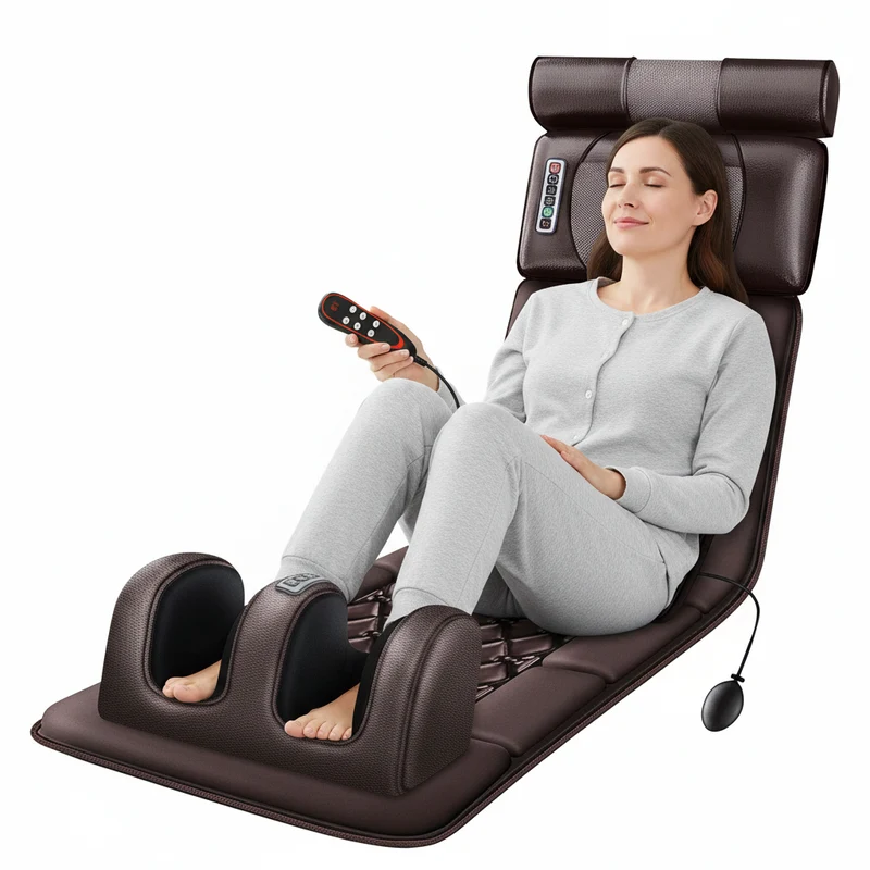 Heated Massage Mat for a Chair with Neck and Foot Massager, Foldable, Foot Massage