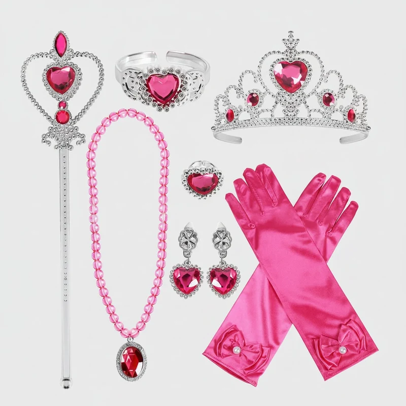 Halloween Princess Costume for Children with Baby Doll Accessories, Tiara, Wand, Gloves, and