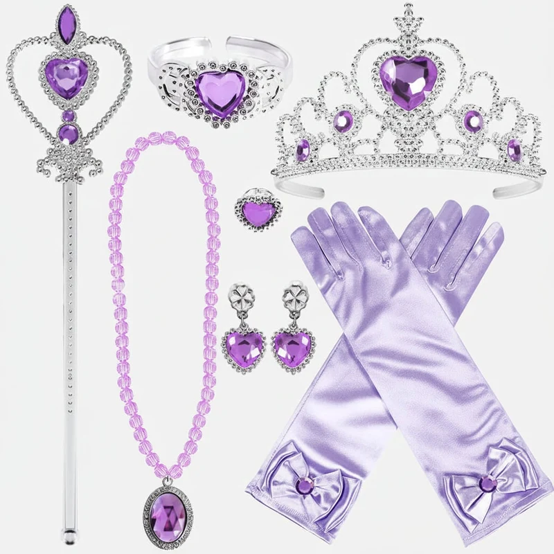 Halloween Princess Costume for Children with Baby Doll Accessories, Tiara, Wand, Gloves, and