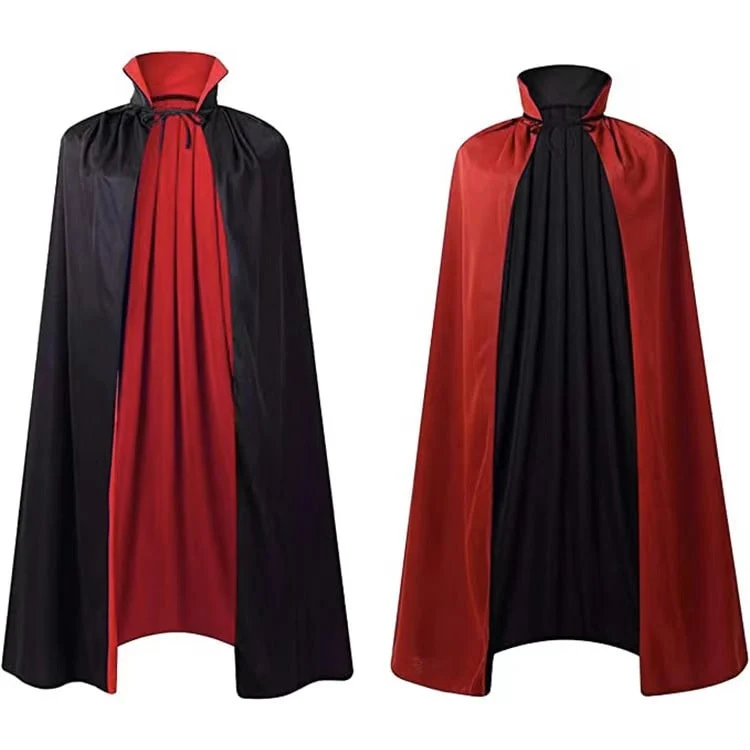 Halloween Satin Hooded Cape for Costumes and Disguises, Long and Reversible, for Children