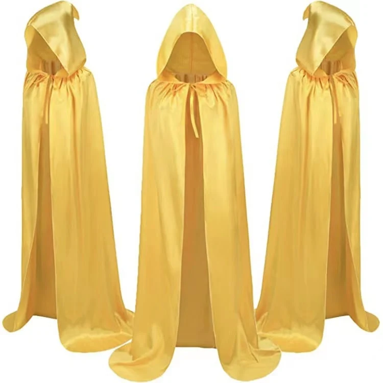 Halloween Satin Hooded Cape for Costumes and Disguises, Long and Reversible, for Children