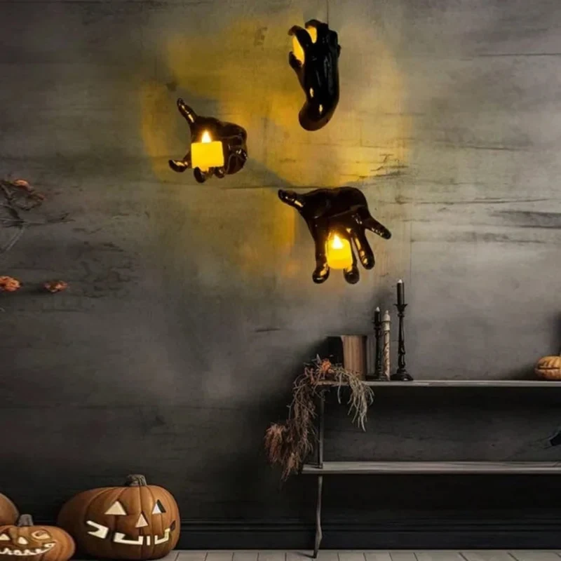 Halloween Gothic tealight candle holder, Demon Hand with Claws, wall-mounted 3D Gothic candle holder