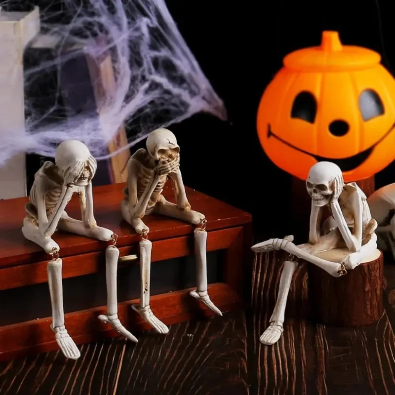 Halloween Decorative Skeleton Figurine with Dangling Legs for a Party Skeleton Figurine