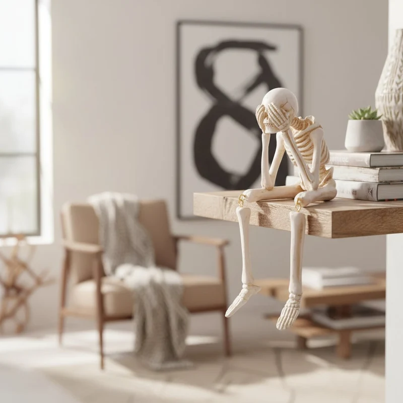 Halloween Decorative Skeleton Figurine with Dangling Legs for a Party Skeleton Figurine