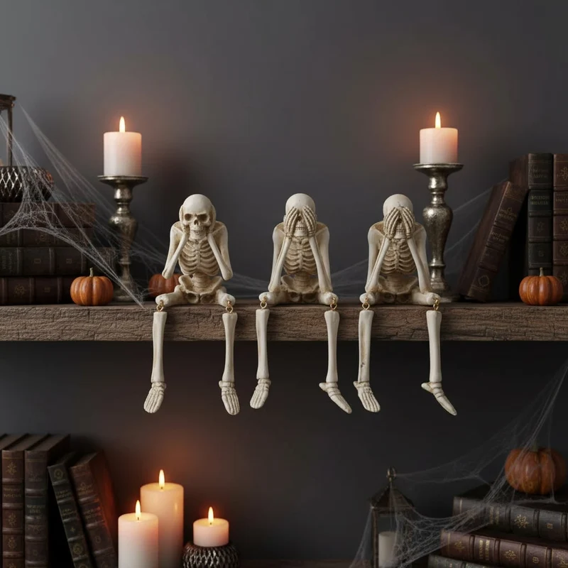 Halloween Decorative Skeleton Figurine with Dangling Legs for a Party Skeleton Figurine
